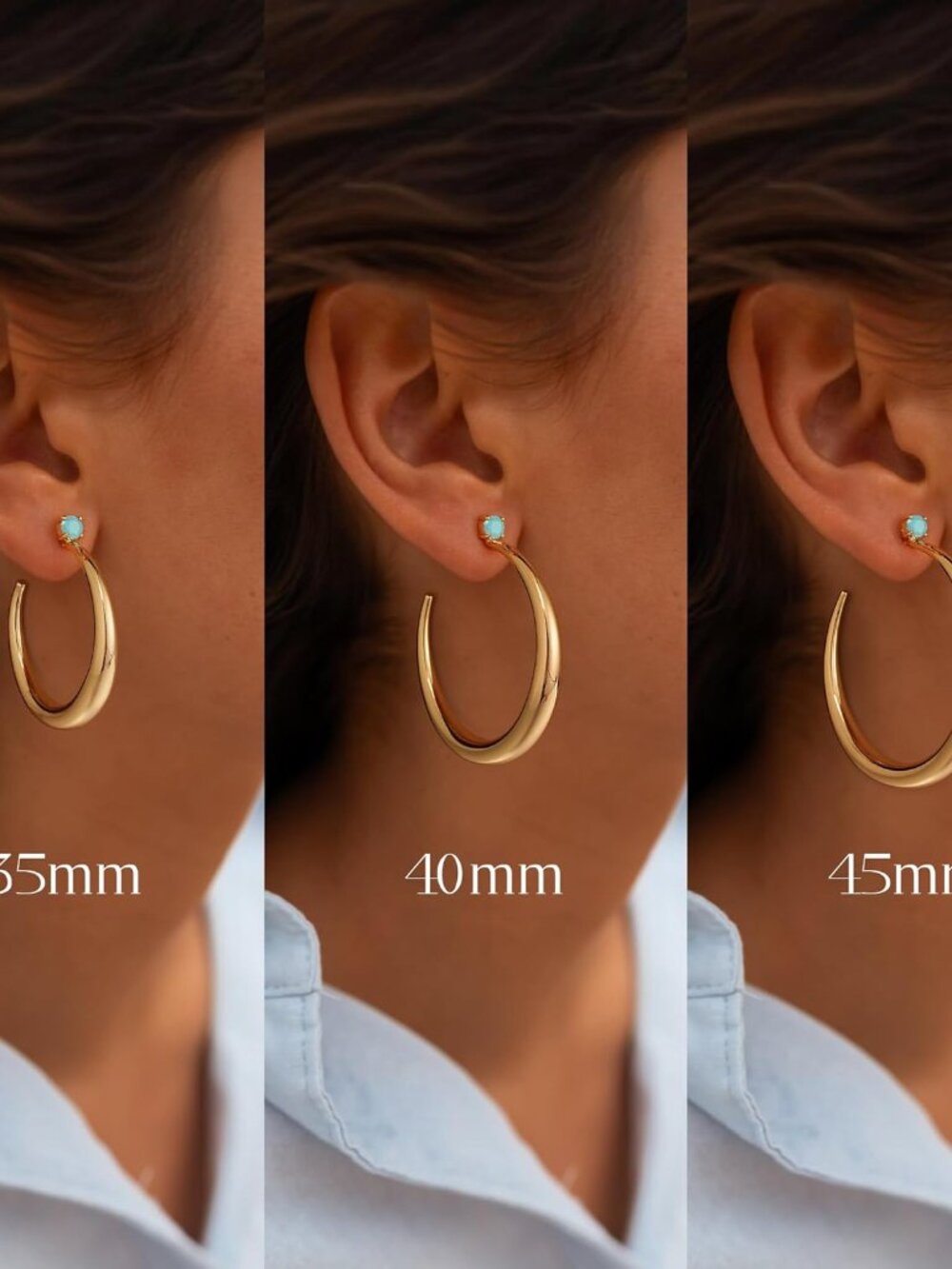 Large Gold Hoop Earrings for Women Trendy 14K Gold Plated Big Open Hoops Stud Ea - Picture 6 of 7